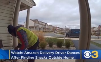 Amazon delivery drivers celebration dance goes viral via Ring doorbell video