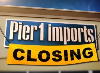 Pier 1 Imports files for bankruptcy and posts a FOR SALE sign
