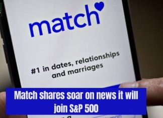 Match shares soar on news it will join S&P 500 match share sored